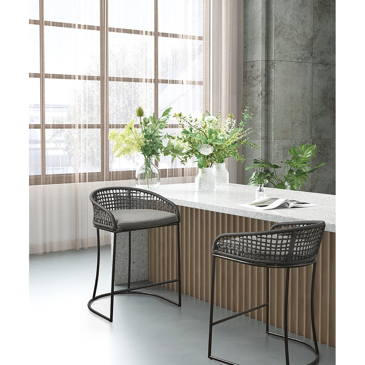 Hermosa Woven Counter Stool 25" - As Pic