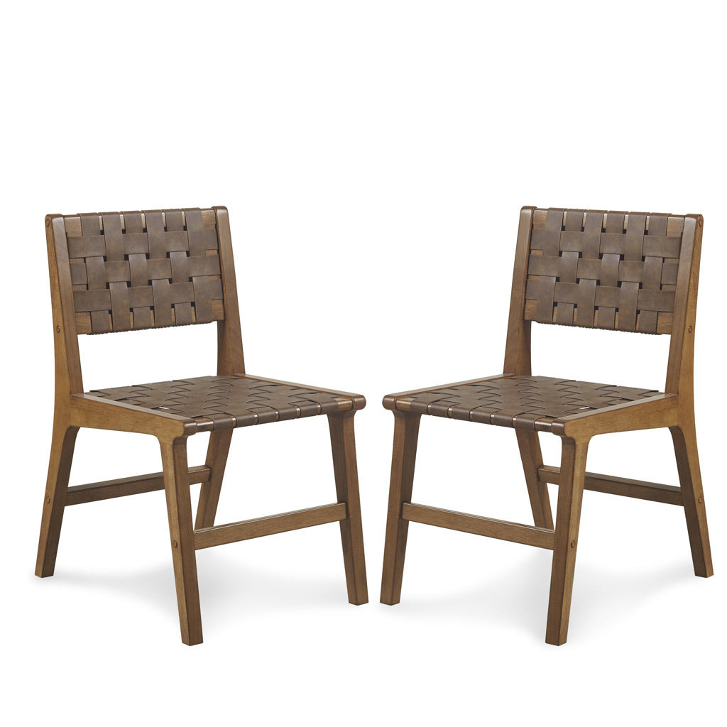 Oslo Faux Leather Woven Dining Chairs Set Of 2 - As Pic
