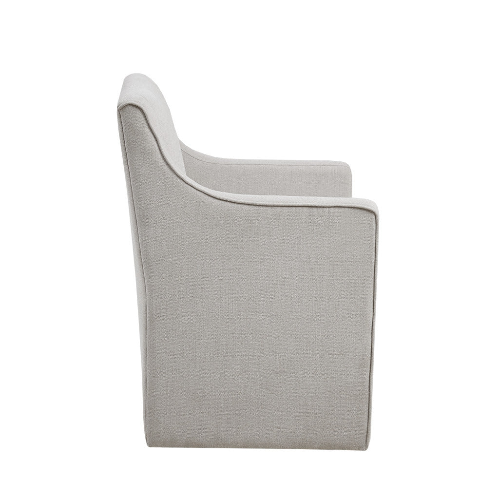 Charlotte Slipcover Dining Arm Chair With Casters