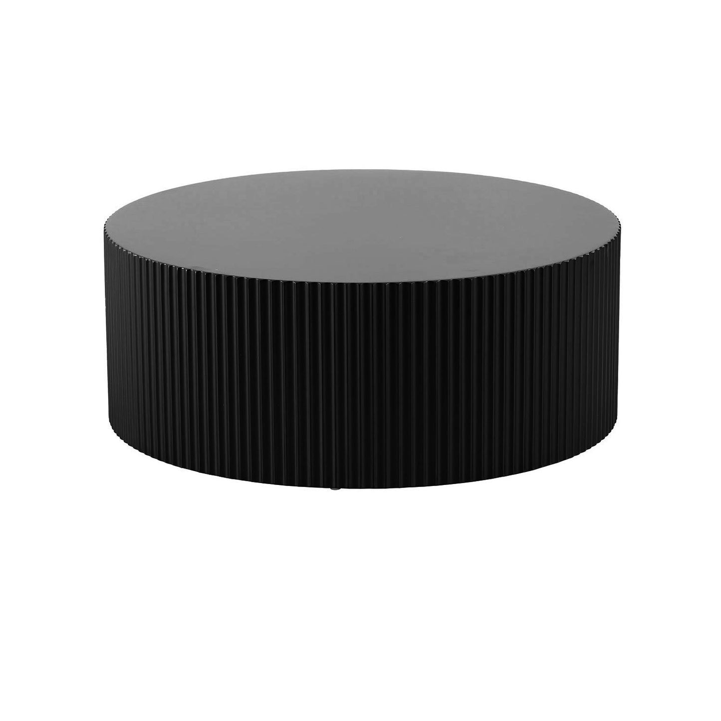 Sleek And Modern Round Coffee Table With Eye-catching Relief Design; Black - As Pic
