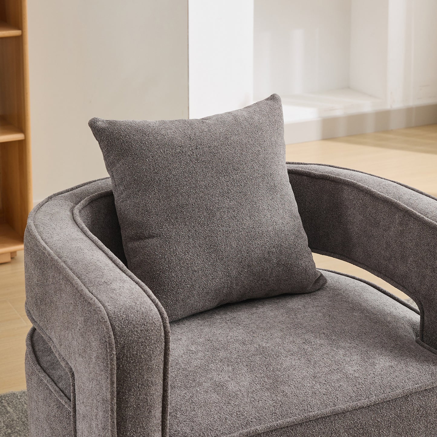 Swivel Open Back Accent Chair With Weathered Base