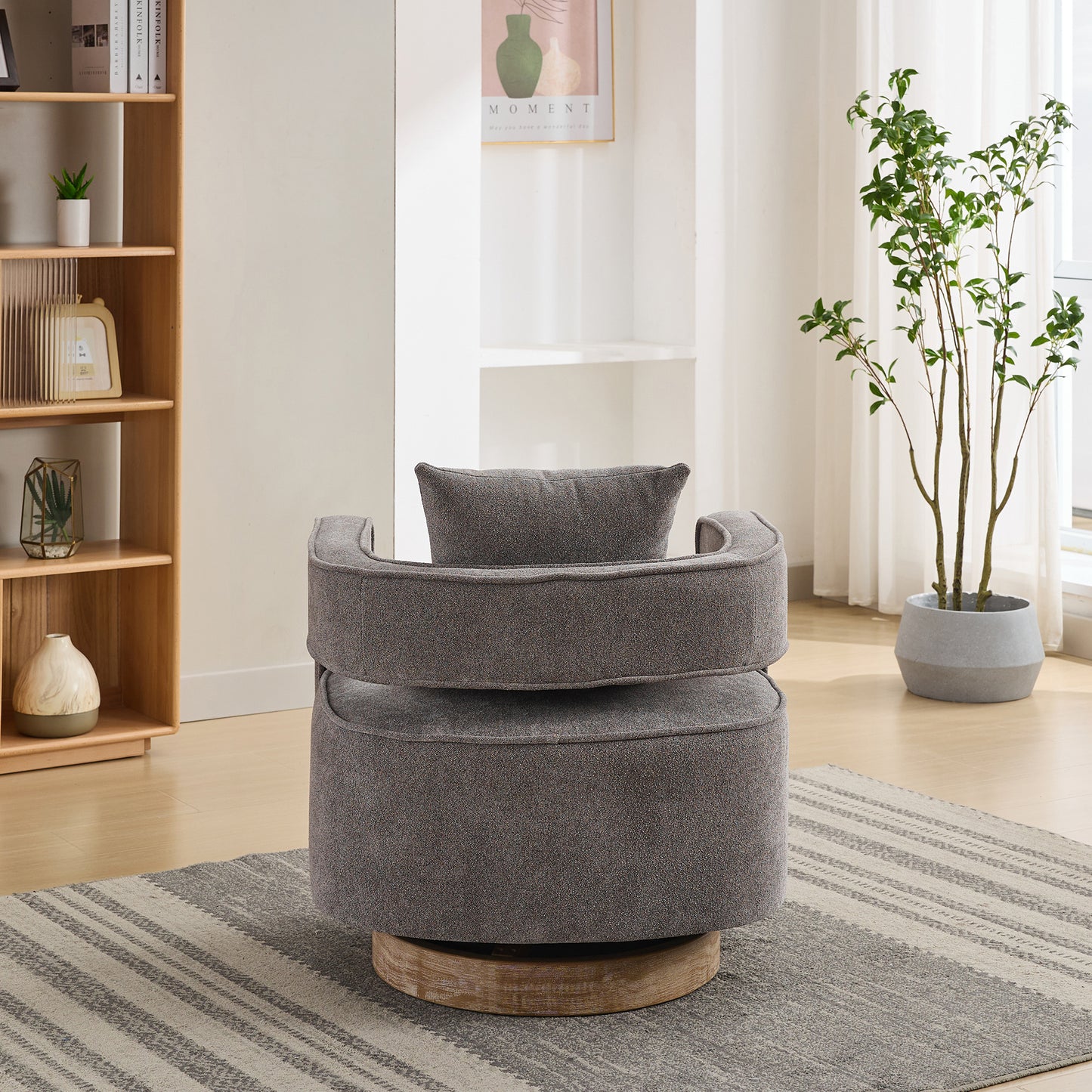 Swivel Open Back Accent Chair With Weathered Base