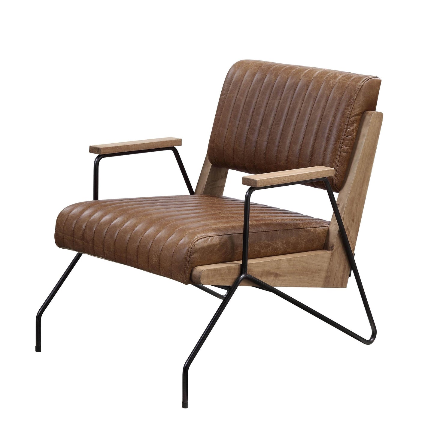 Cocoa And Matt Iron Accent Chair With Metal Leg - As Pic