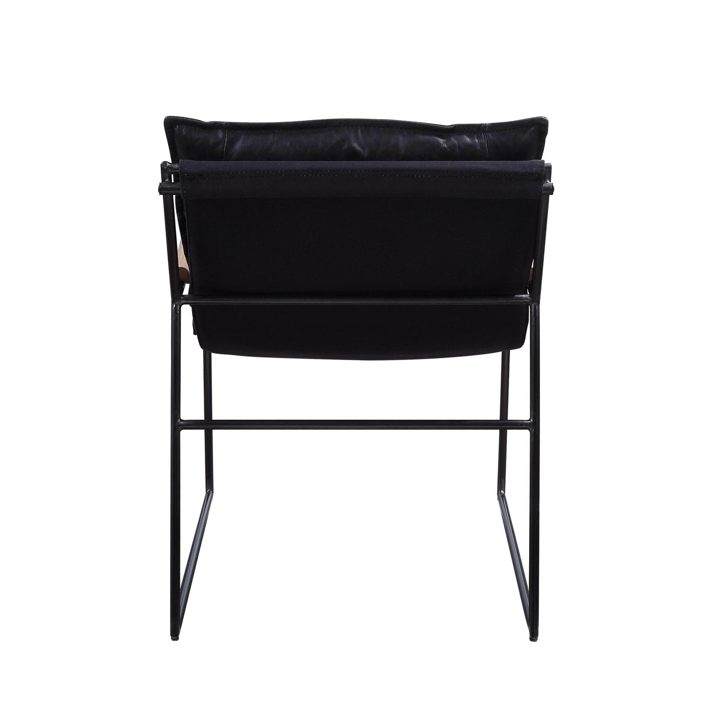 Distress Espresso And Matt Iron Accent Chair With Sled Base - As Pic