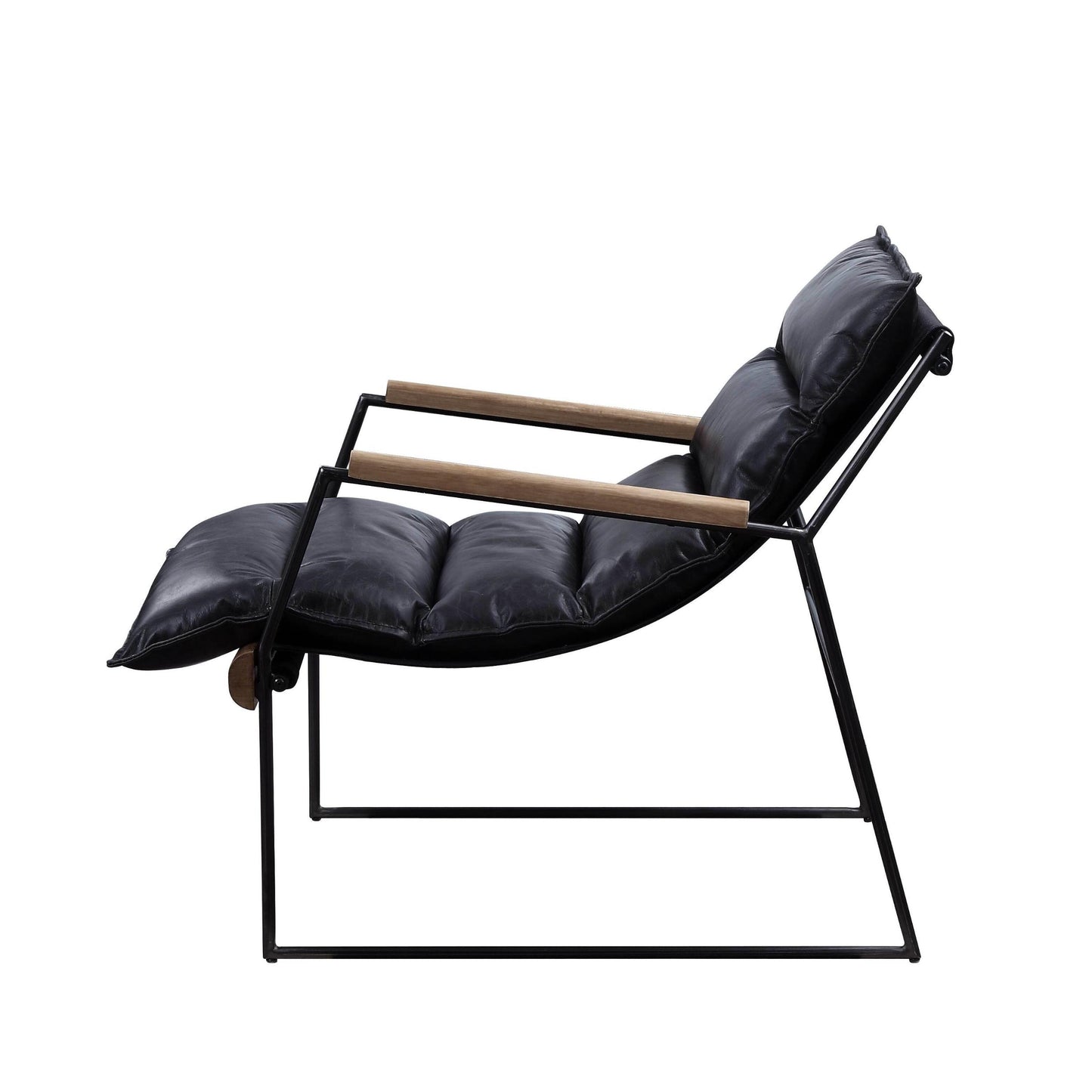 Distress Espresso And Matt Iron Accent Chair With Sled Base - As Pic