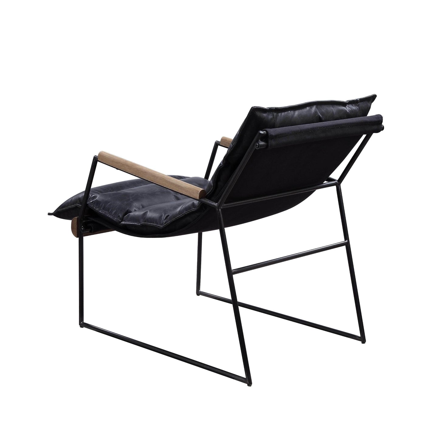 Distress Espresso And Matt Iron Accent Chair With Sled Base - As Pic