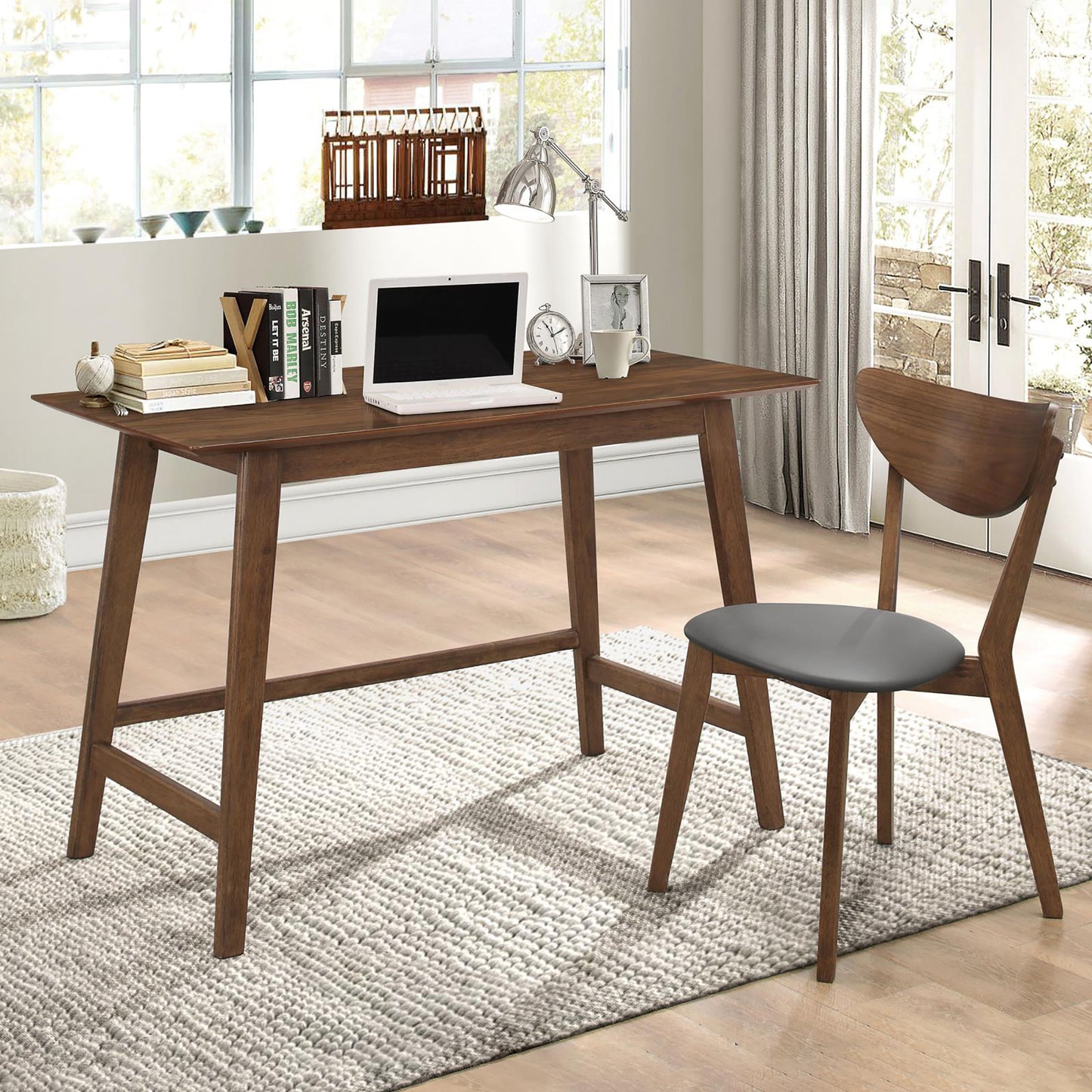 Walnut 2-piece Writing Desk Set - As Pic
