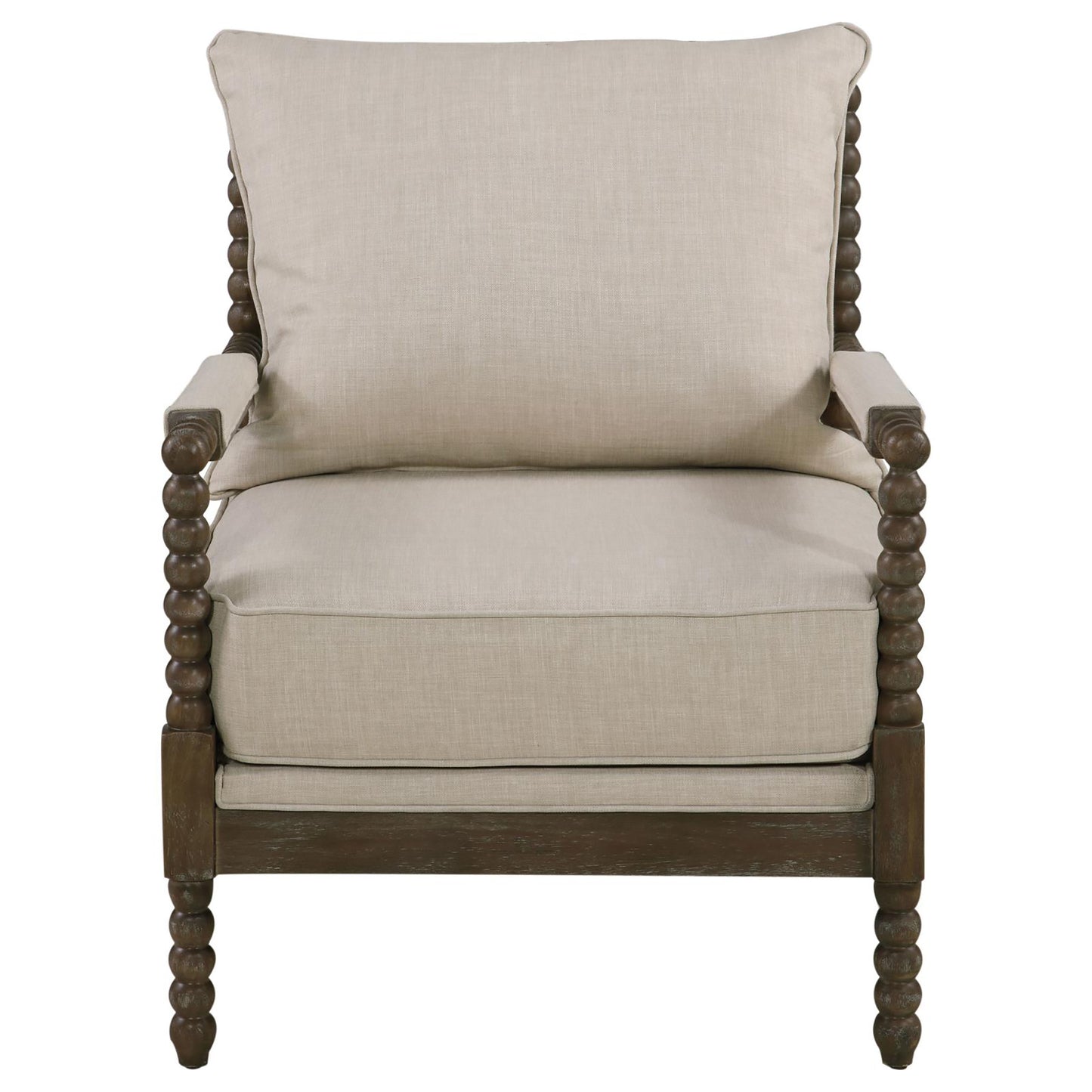 Spindled Beige And Natural Removable Back Accent Chair