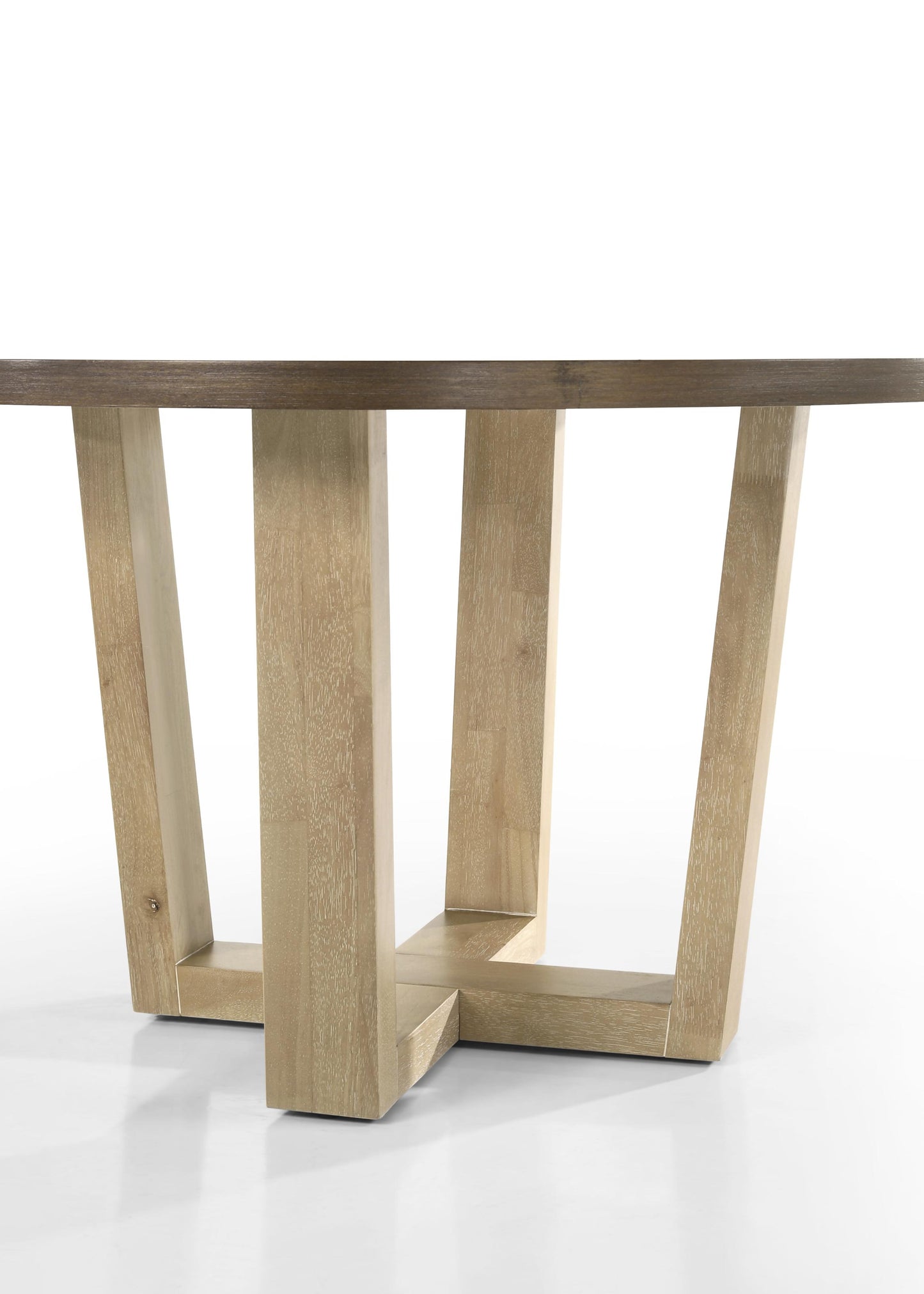 47" Wide Contemporary Round Dining Table With Wheat Colored Base