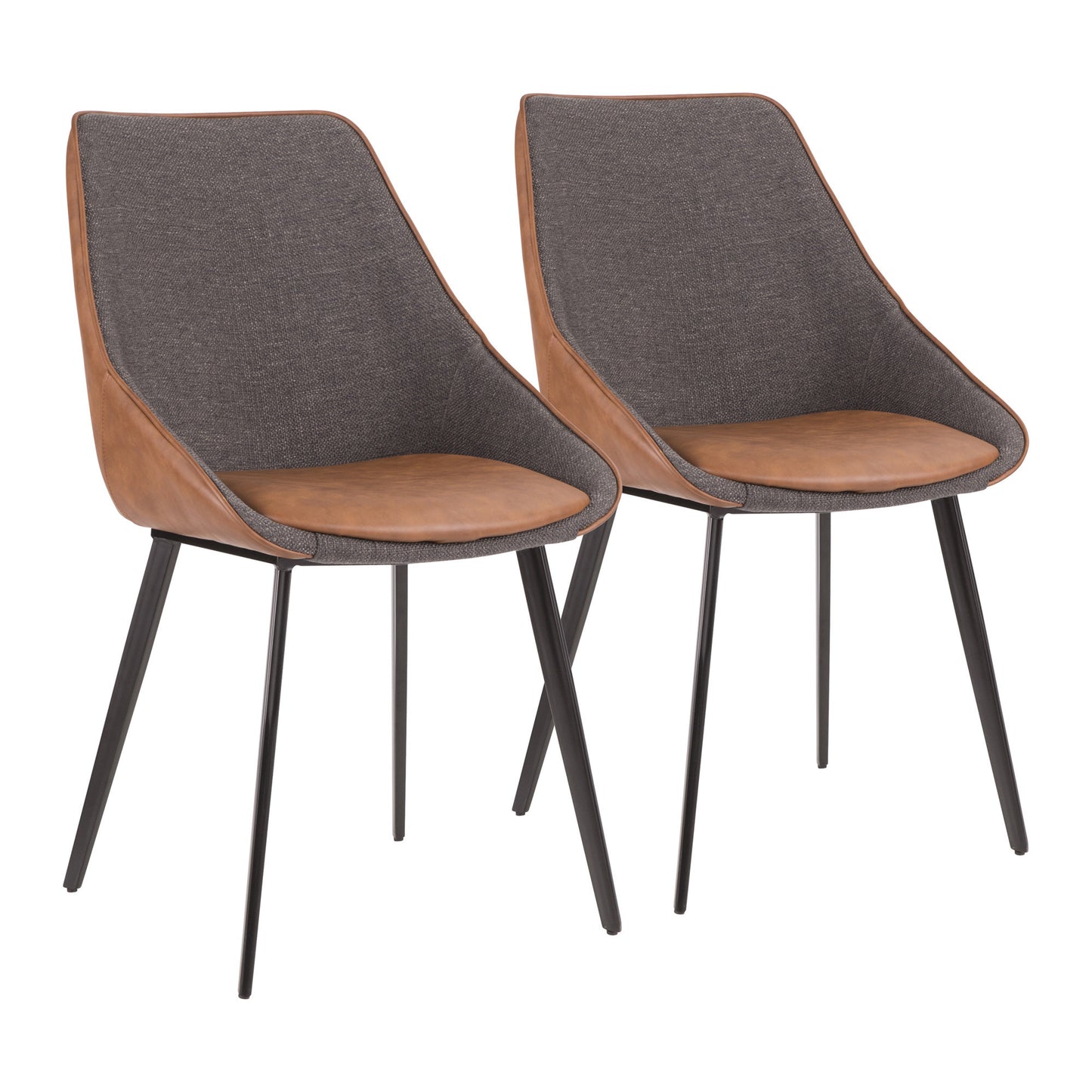 Two-tone Chair In Brown Faux Leather And Grey Fabric By Lumisource - (Set Of 2)