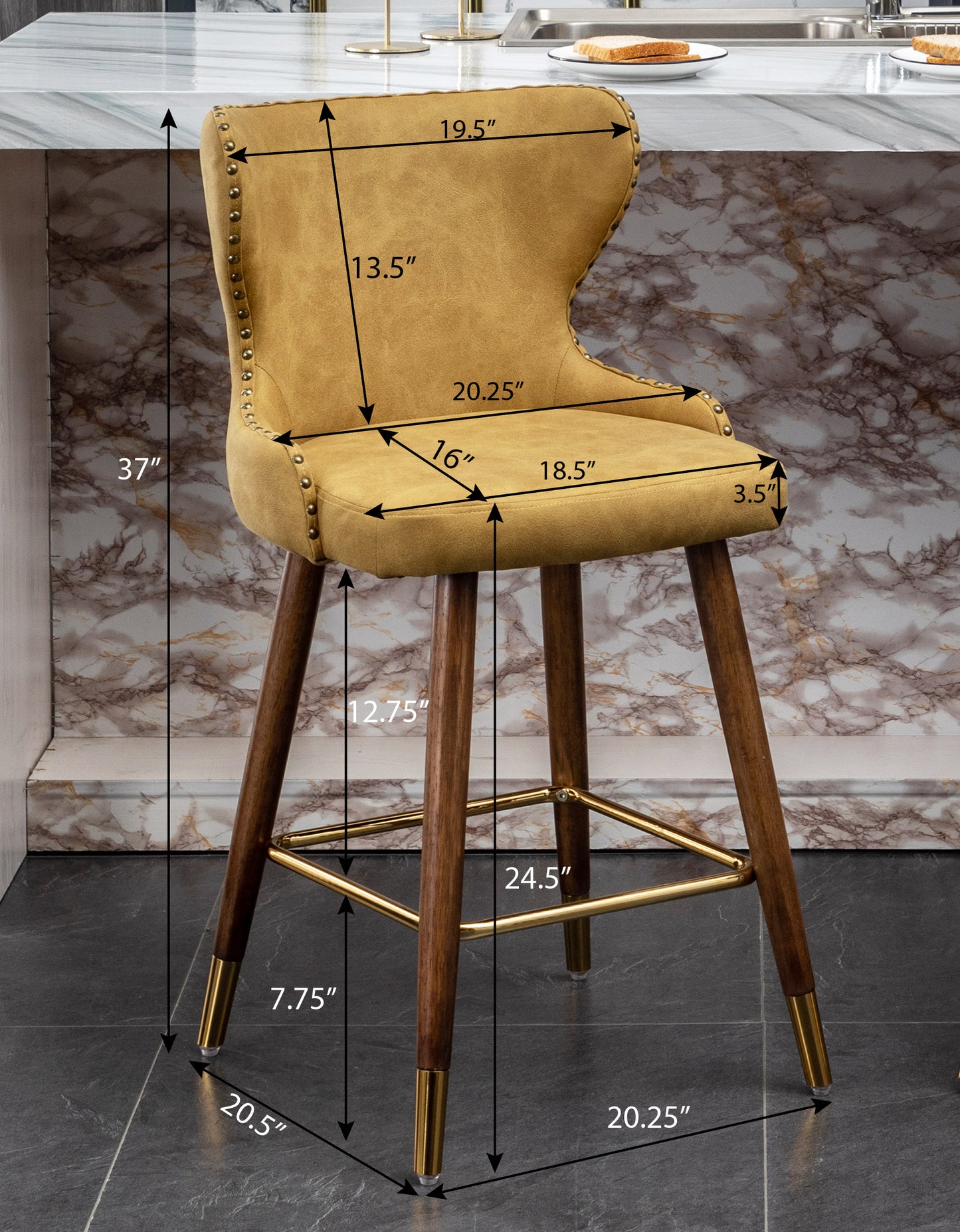 Nevis Mid-century Modern Faux Leather Tufted Nailhead Trim Counter Stool (Set Of 2)