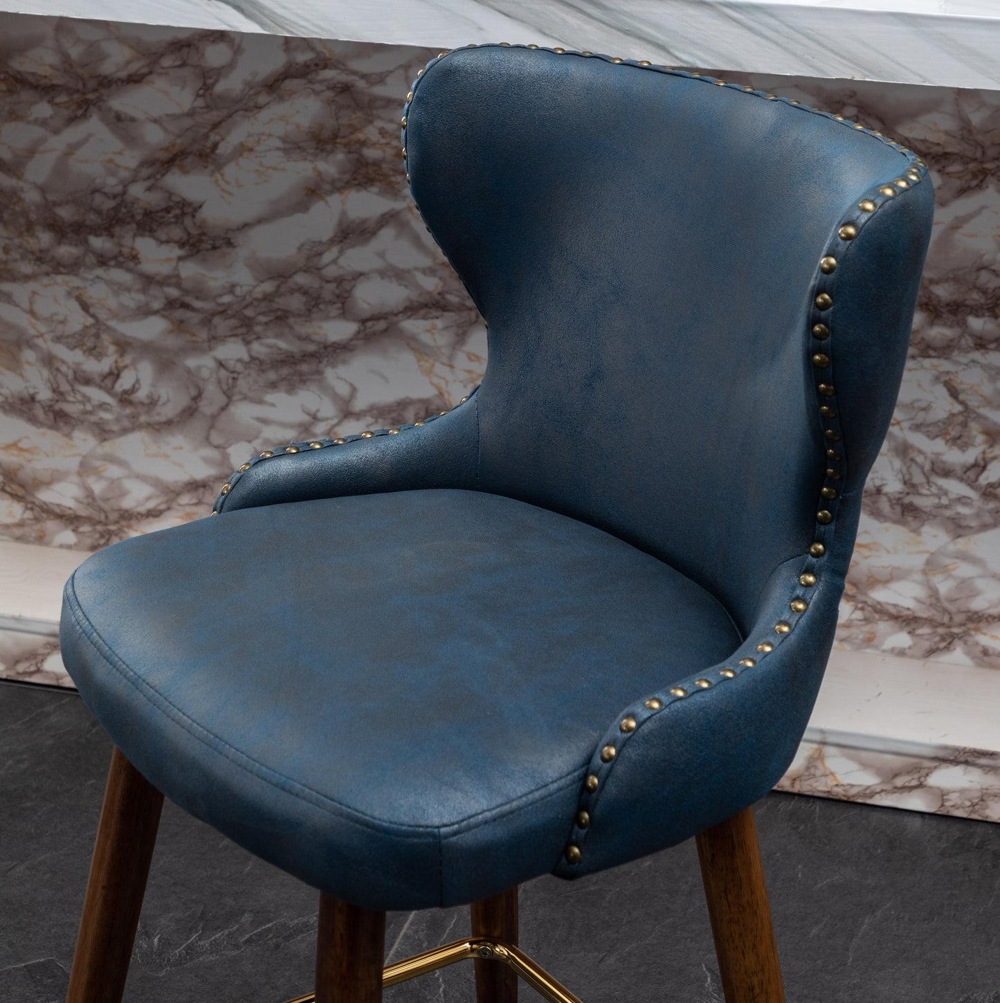 Nevis Mid-century Modern Faux Leather Tufted Nailhead Trim Counter Stool (Set Of 2)