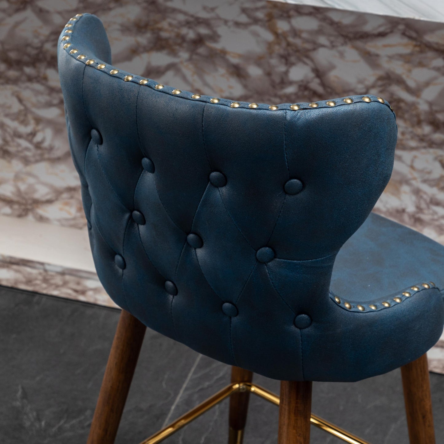 Nevis Mid-century Modern Faux Leather Tufted Nailhead Trim Counter Stool (Set Of 2)