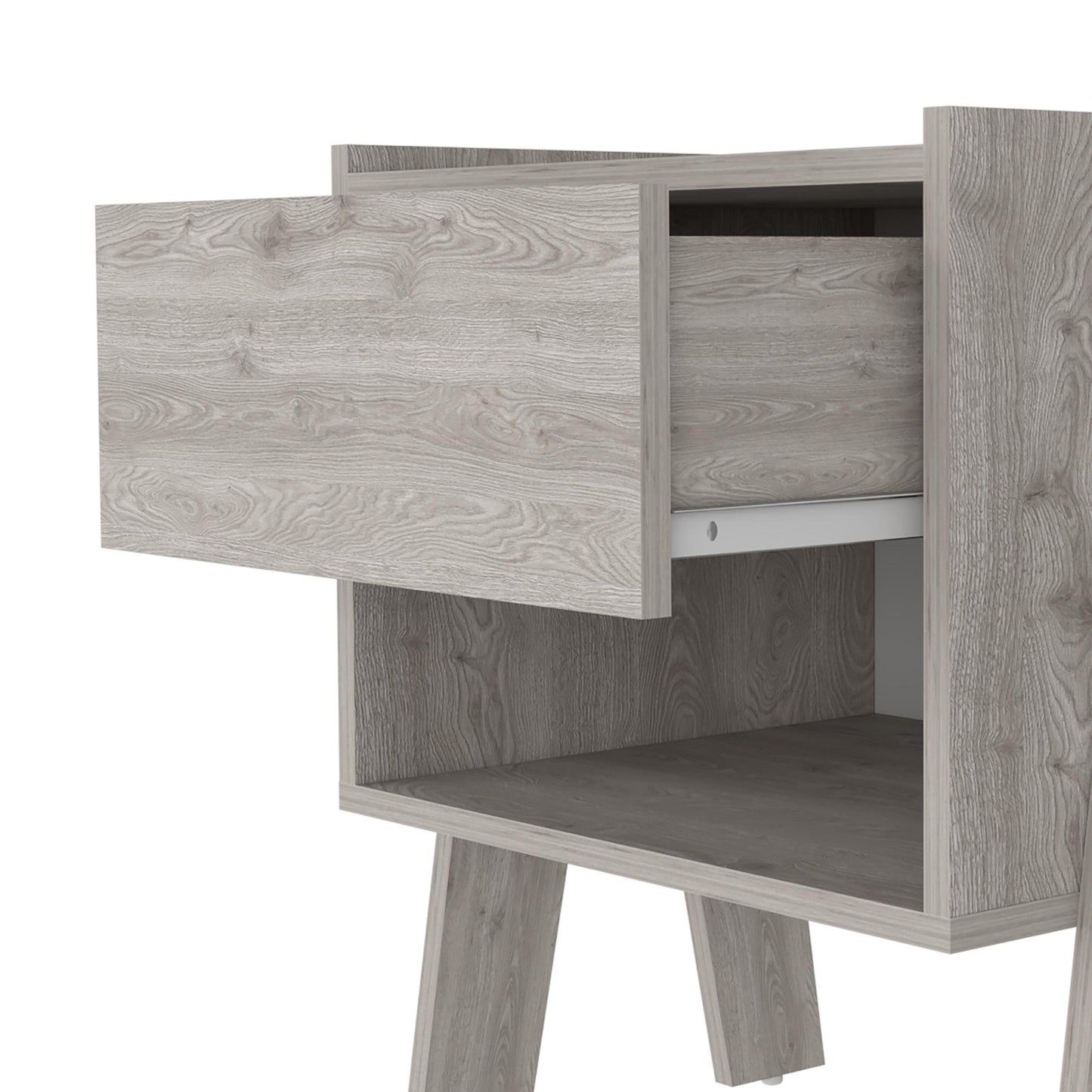 Depot E-shop Caladium Nightstand, One Drawer, One Open Shelf, Light Gray - As Pic