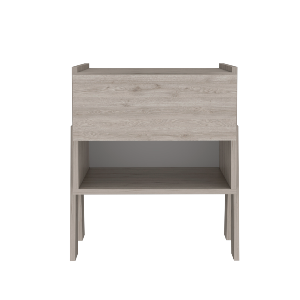 Depot E-shop Caladium Nightstand, One Drawer, One Open Shelf, Light Gray - As Pic