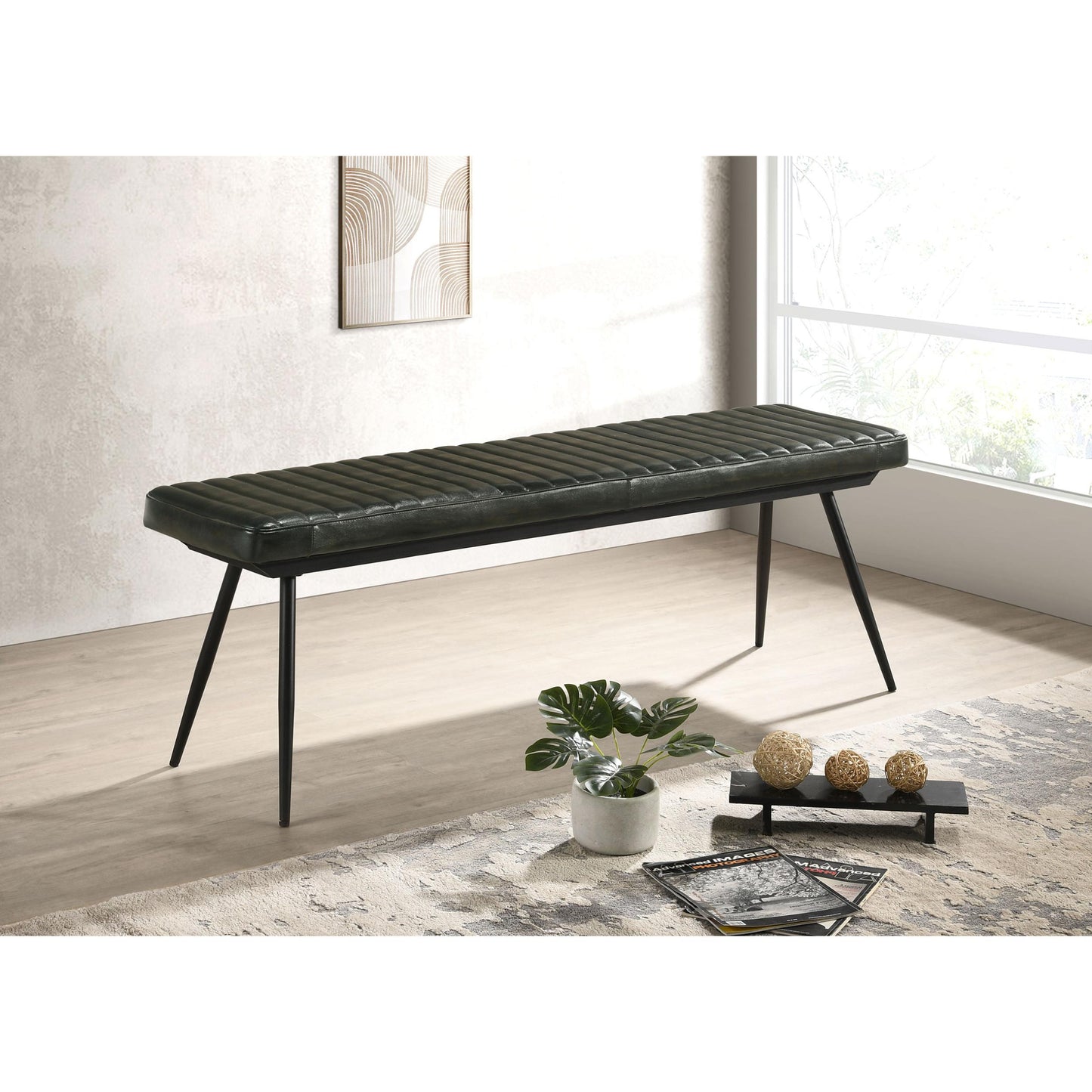 Black Tufted Cushion Side Bench