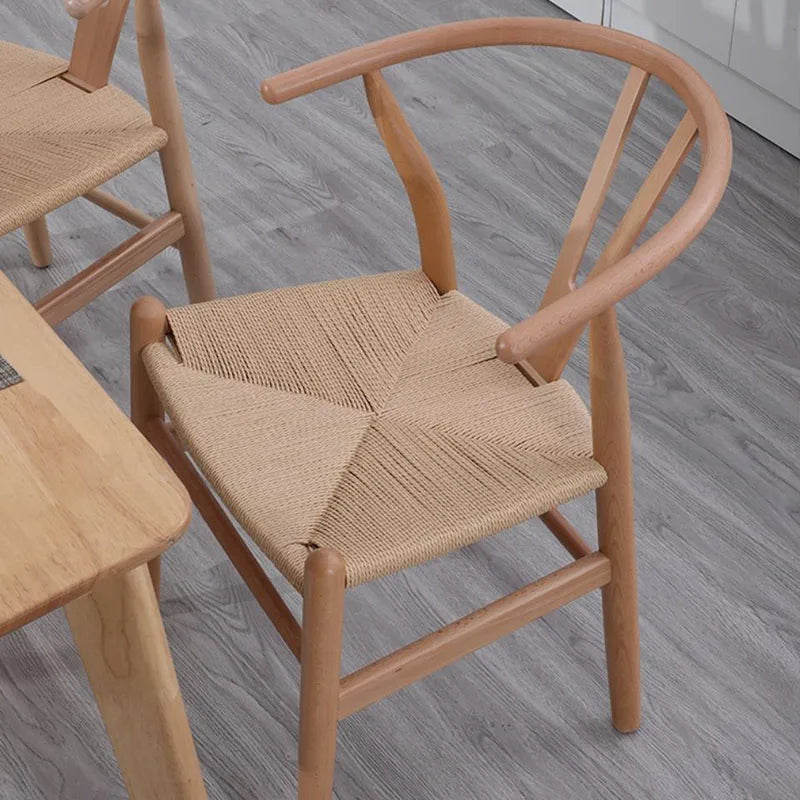 Birch Wood Dining Chair Woven Cane Seat