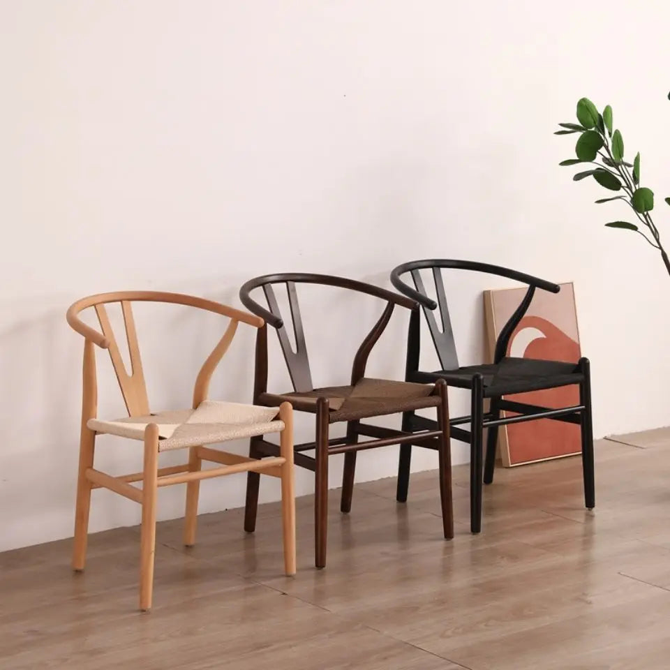 Birch Wood Dining Chair Woven Cane Seat