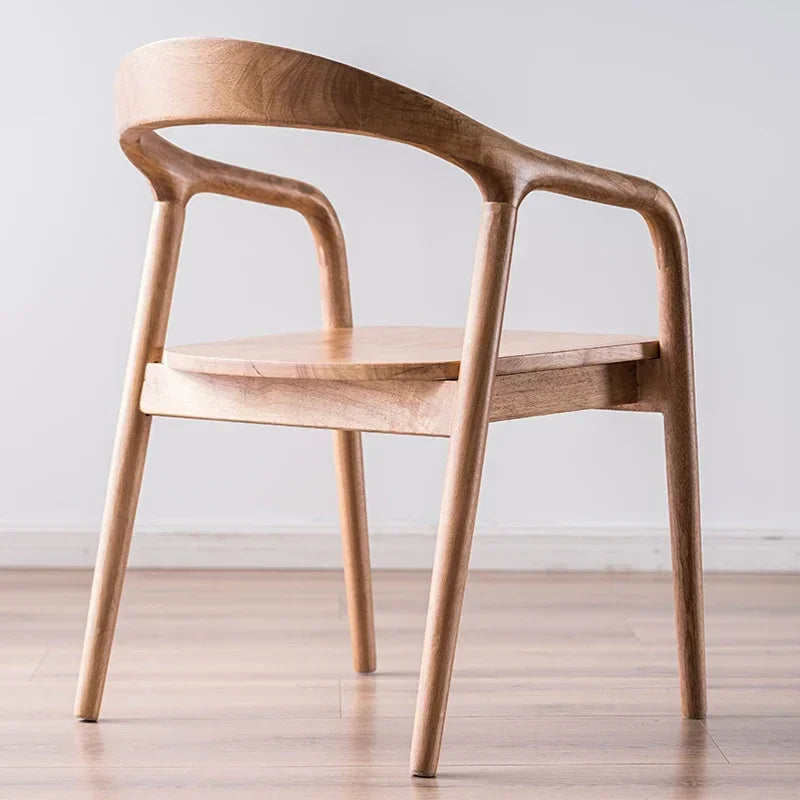 Wood Back Support Antique Single Meditation Lounge Armchair