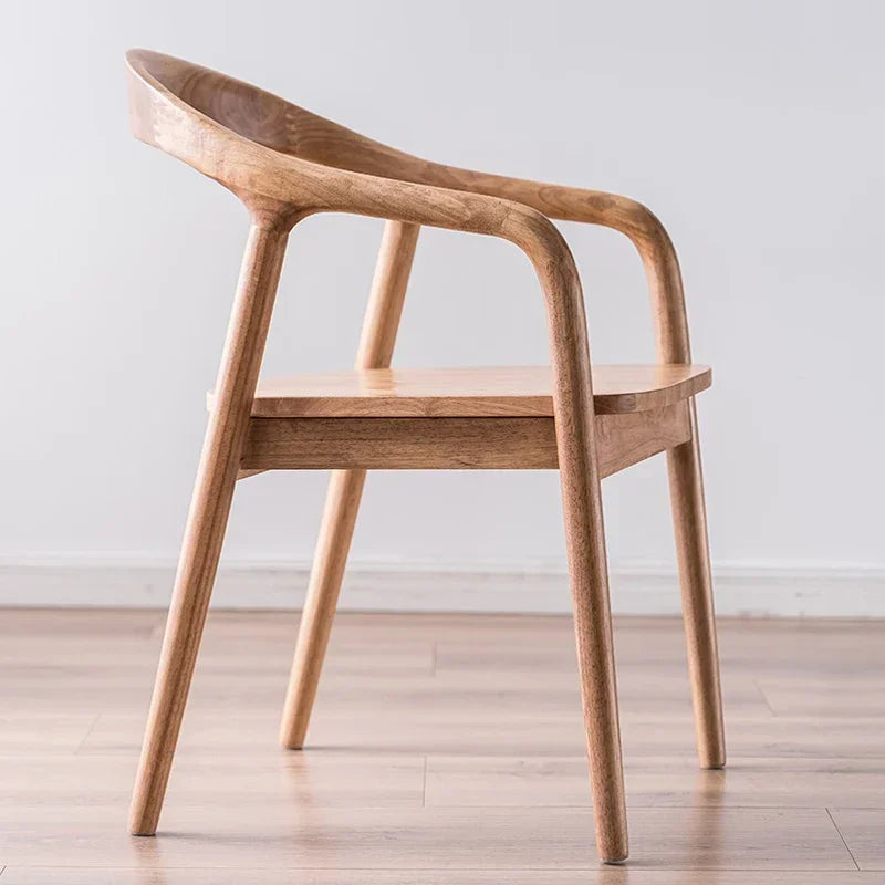 Wood Back Support Antique Single Meditation Lounge Armchair