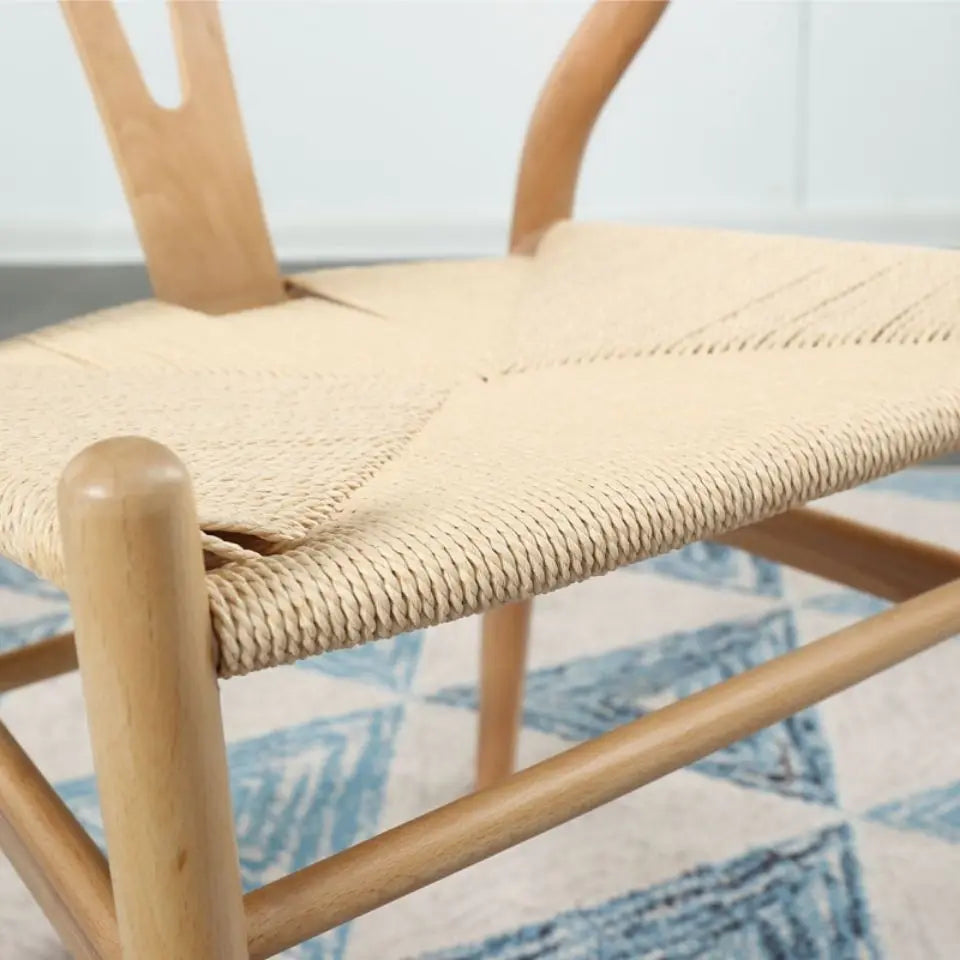 Birch Wood Dining Chair Woven Cane Seat