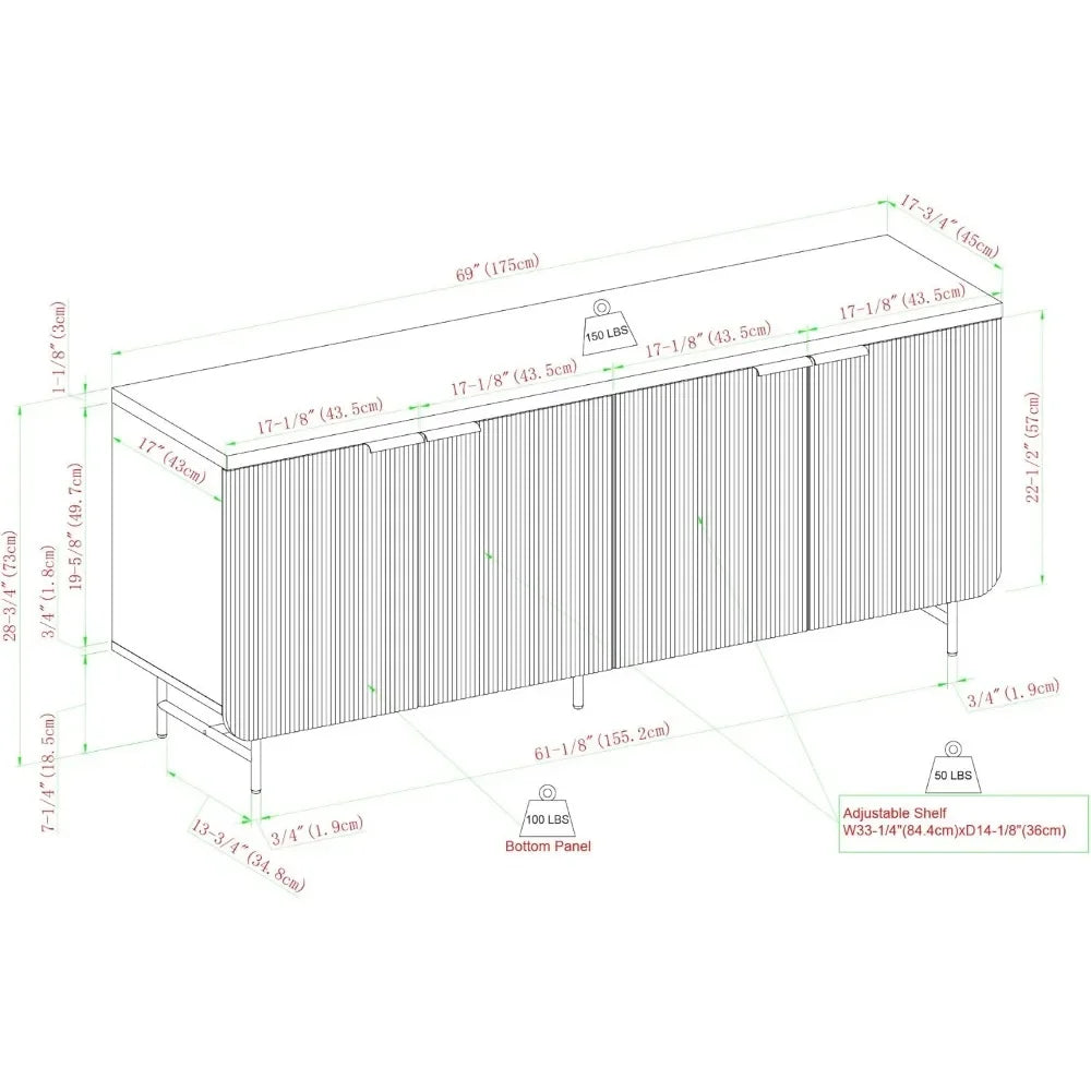 Fluted Door Sideboard