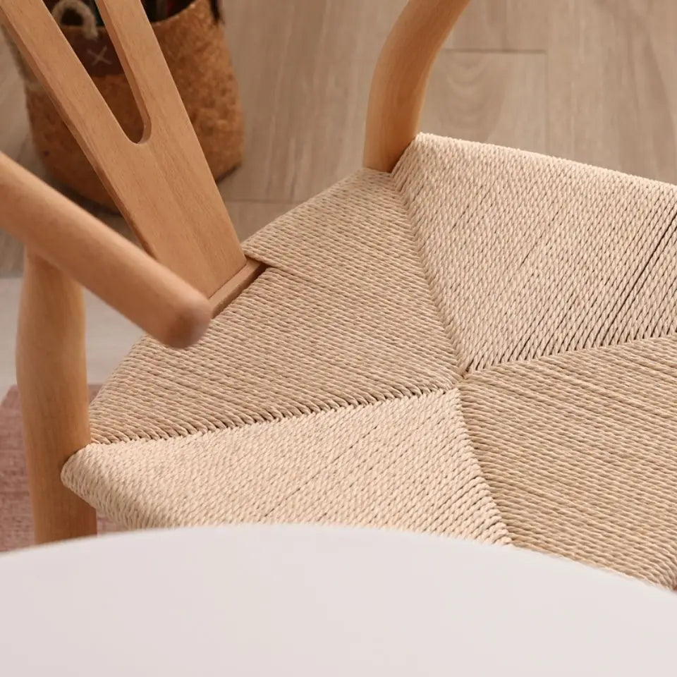 Birch Wood Dining Chair Woven Cane Seat