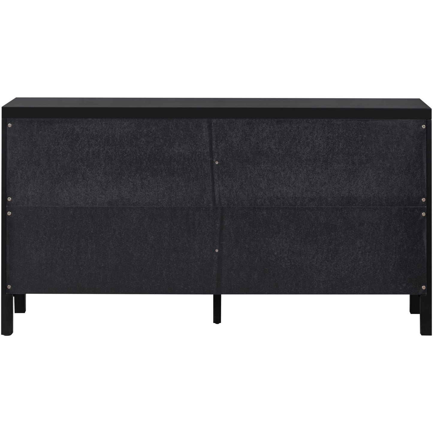 Trexm Large Storage Space Sideboard With Artificial Rattan Door And Metal Handles For Living Room And Entryway (black) - As Pic