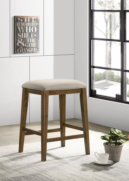 Sasha Walnut Counter Height Stool With Upholstered Seat - As Pic