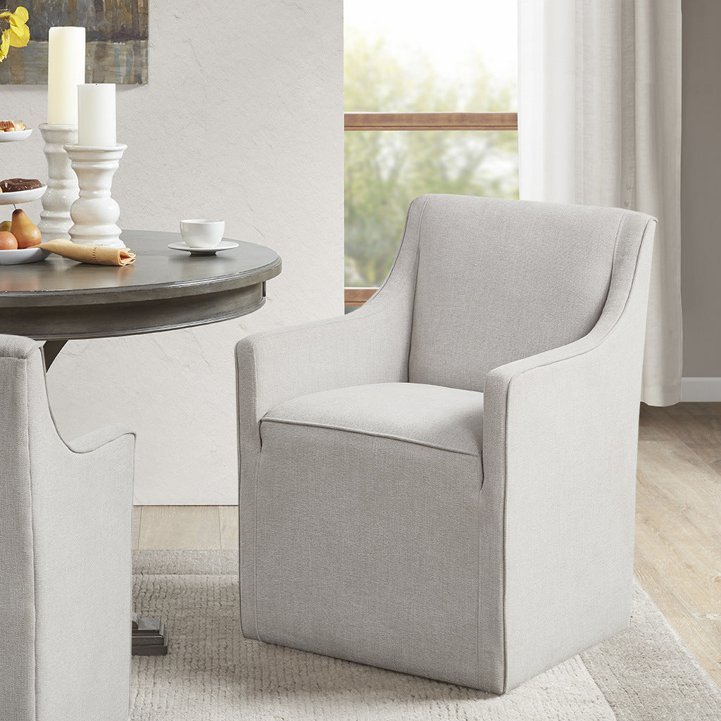 Charlotte Slipcover Dining Arm Chair With Casters