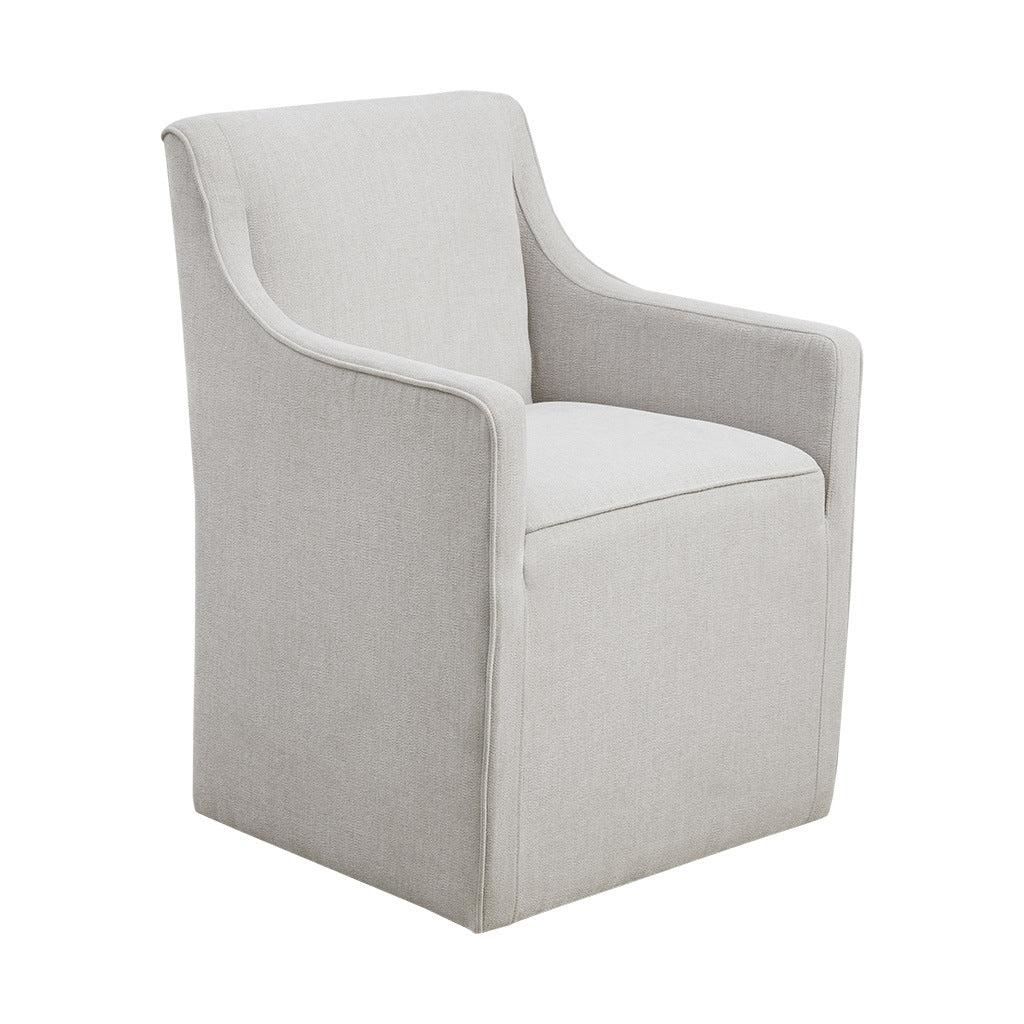 Charlotte Slipcover Dining Arm Chair With Casters