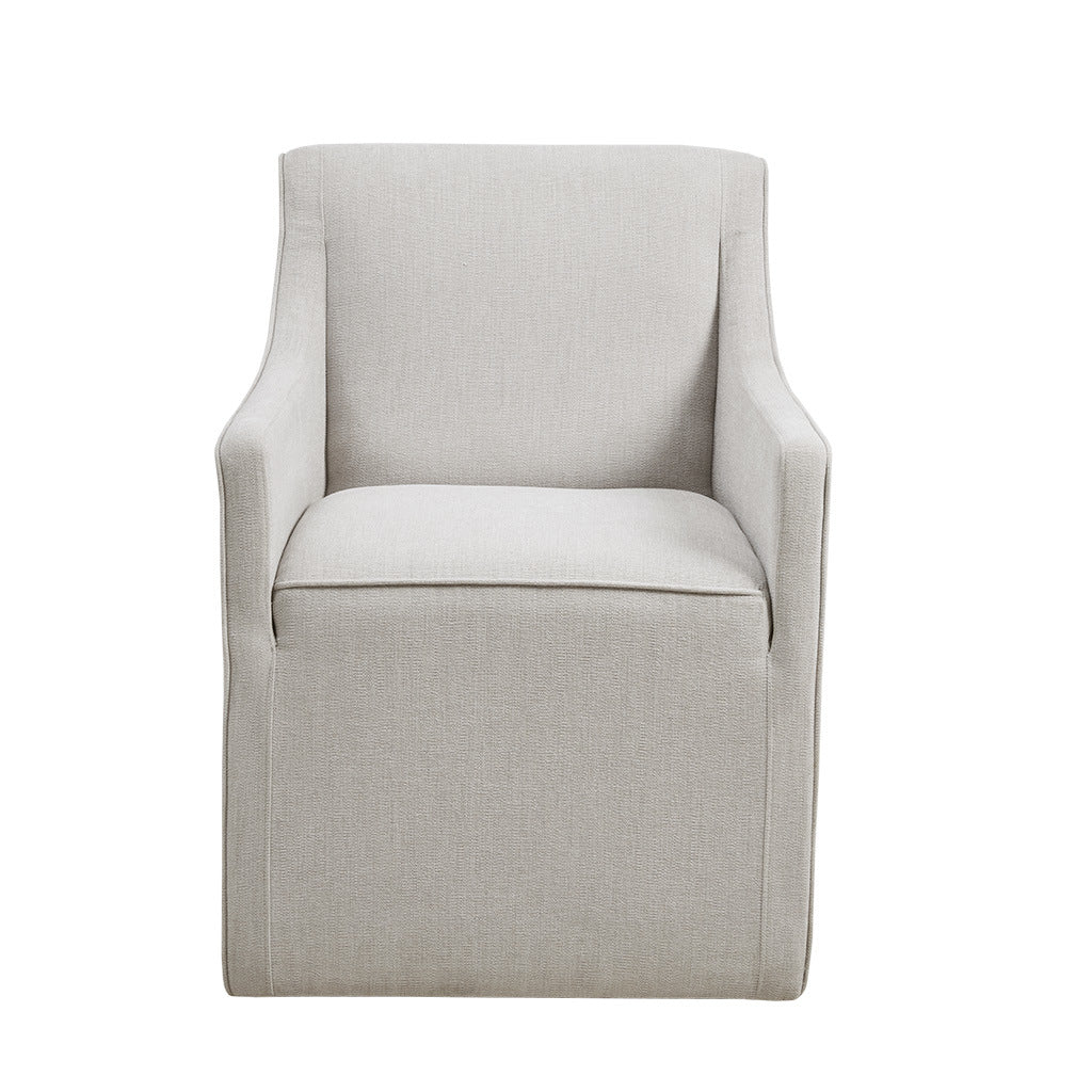 Charlotte Slipcover Dining Arm Chair With Casters