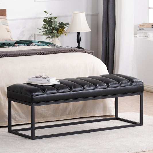 Metal Base Upholstered Bench For Bedroom For Entryway - As Pic