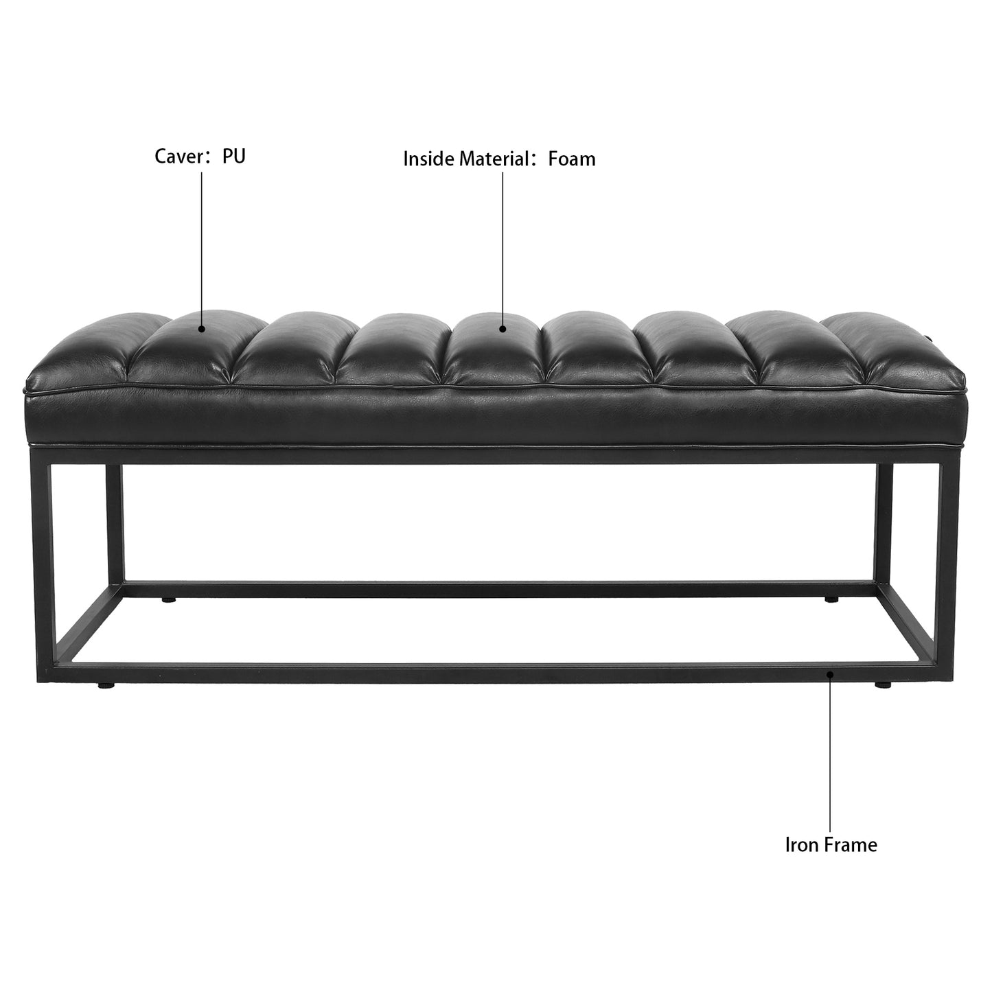 Metal Base Upholstered Bench For Bedroom For Entryway - As Pic