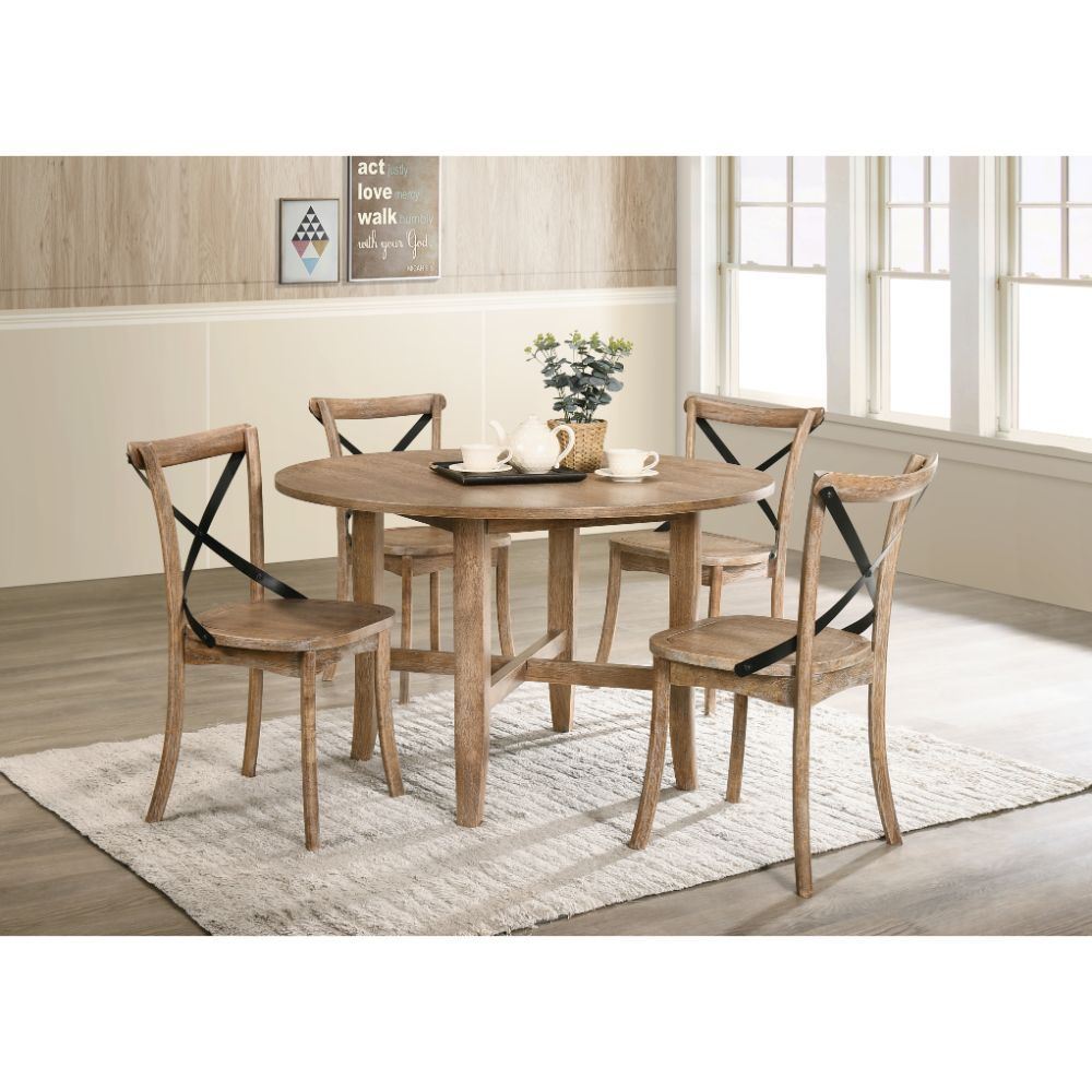 Acme Kendric Side Chair (set-2), Rustic Oak 71777 - As Pic