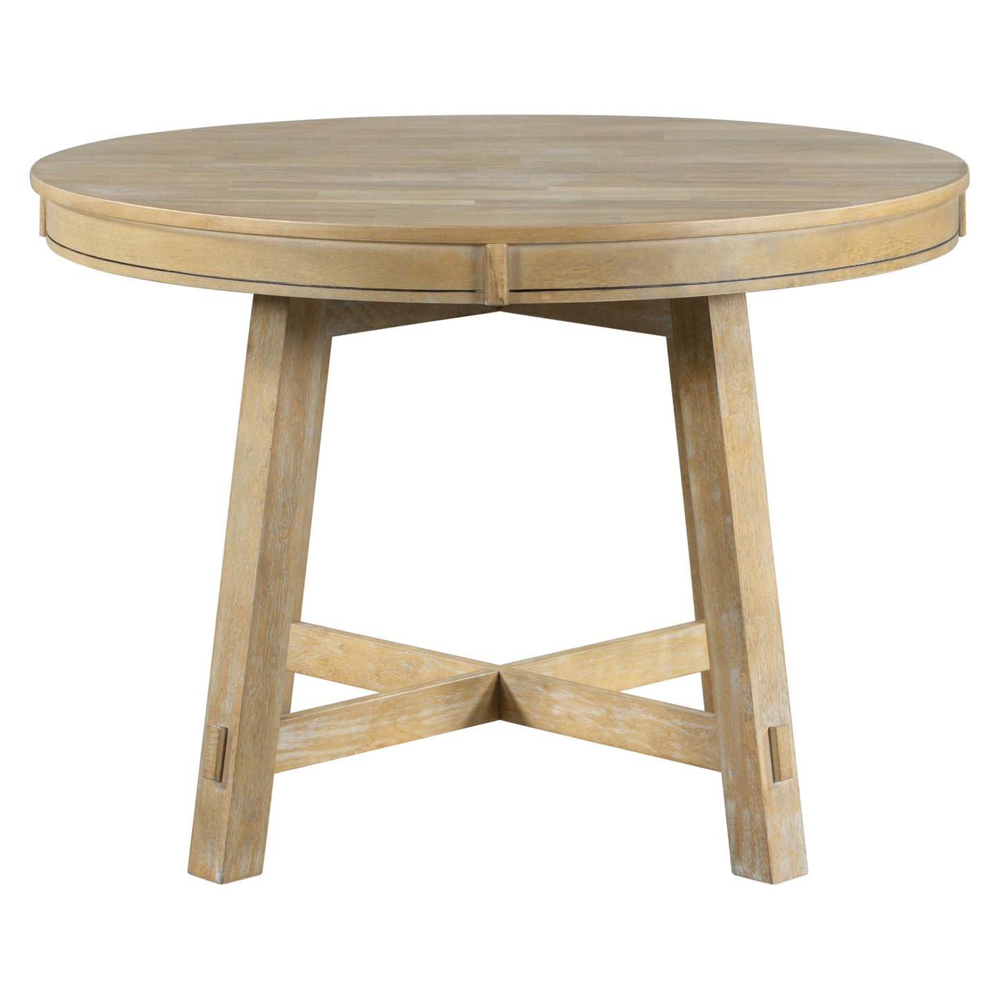 Trexm Farmhouse Round Extendable Dining Table With 16" Leaf Wood Kitchen Table (natural Wood Wash) - As Pic