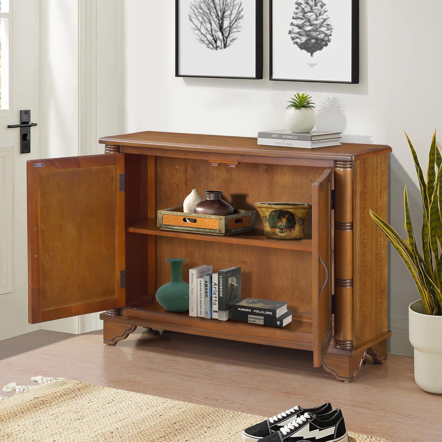 Entryway Table With Adjustable Storage Shelf