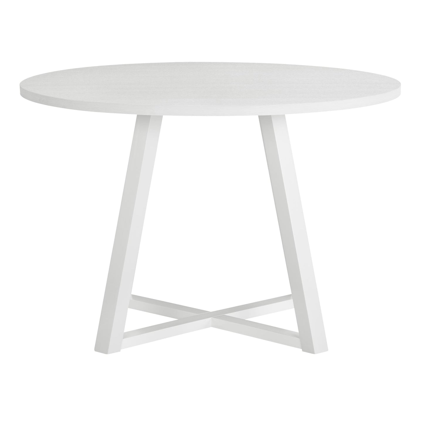 Edo Contemporary Round Dining Table, Trestle Base, White Finish - As Pic