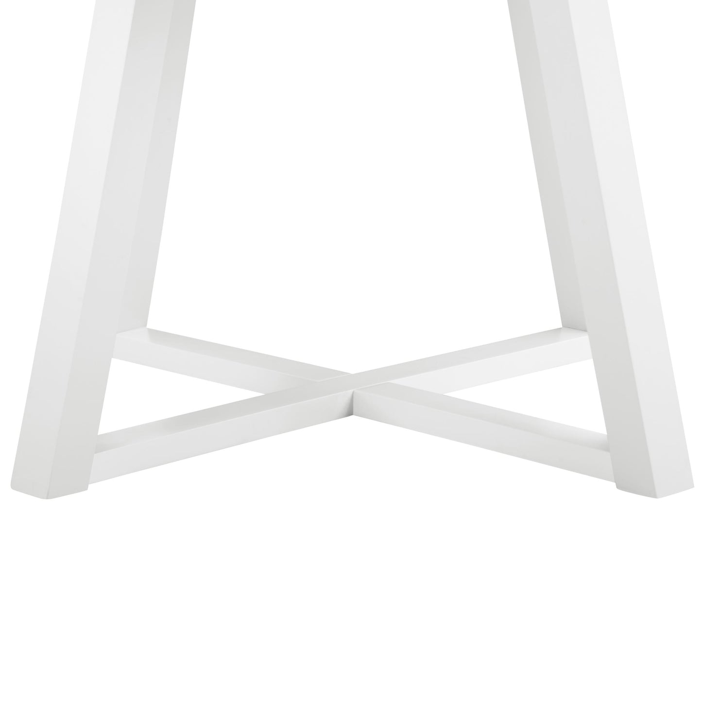 Edo Contemporary Round Dining Table, Trestle Base, White Finish - As Pic