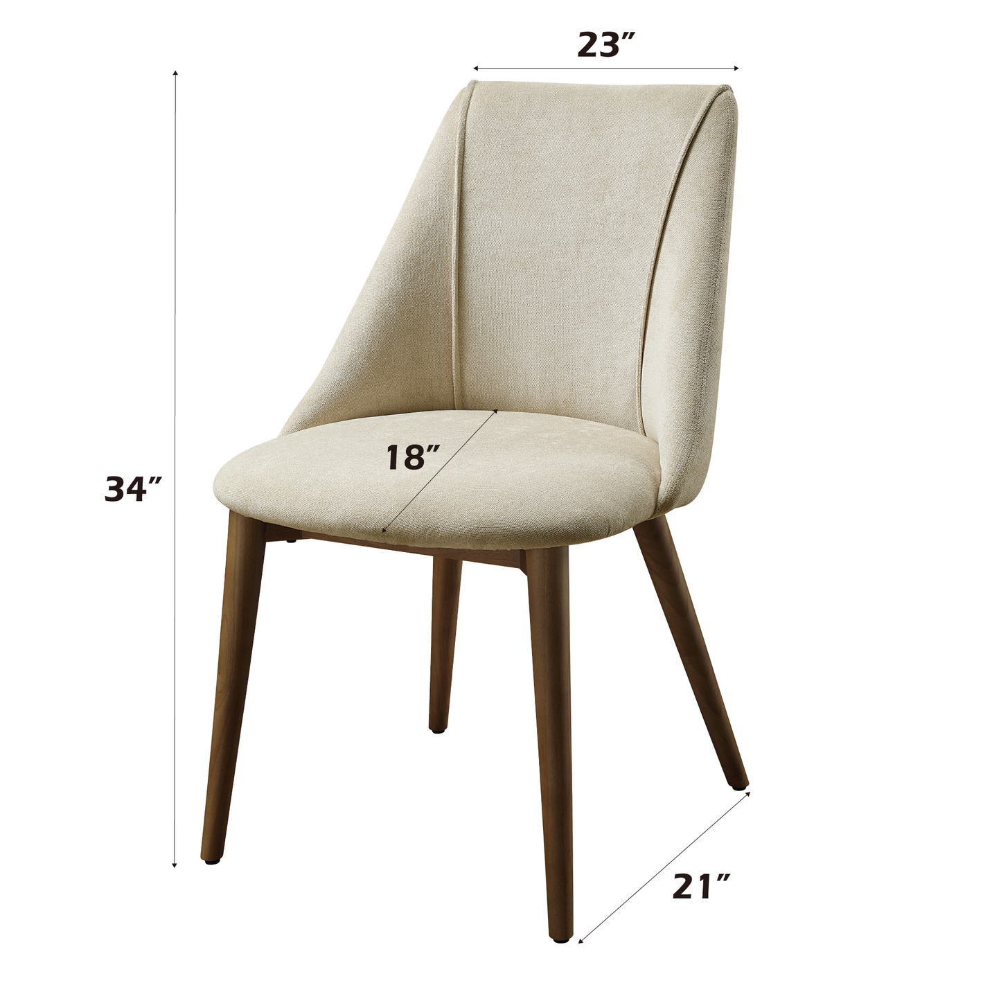 Acme Willene Side Chair Beige Fabric & Walnut - Set of 2