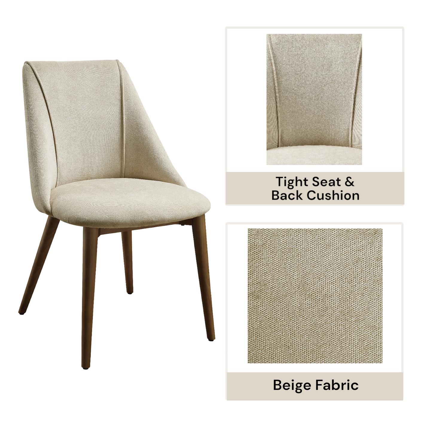 Acme Willene Side Chair Beige Fabric & Walnut - Set of 2