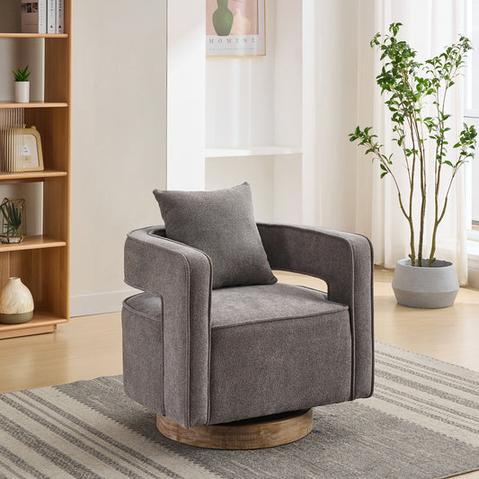 Swivel Open Back Accent Chair With Weathered Base