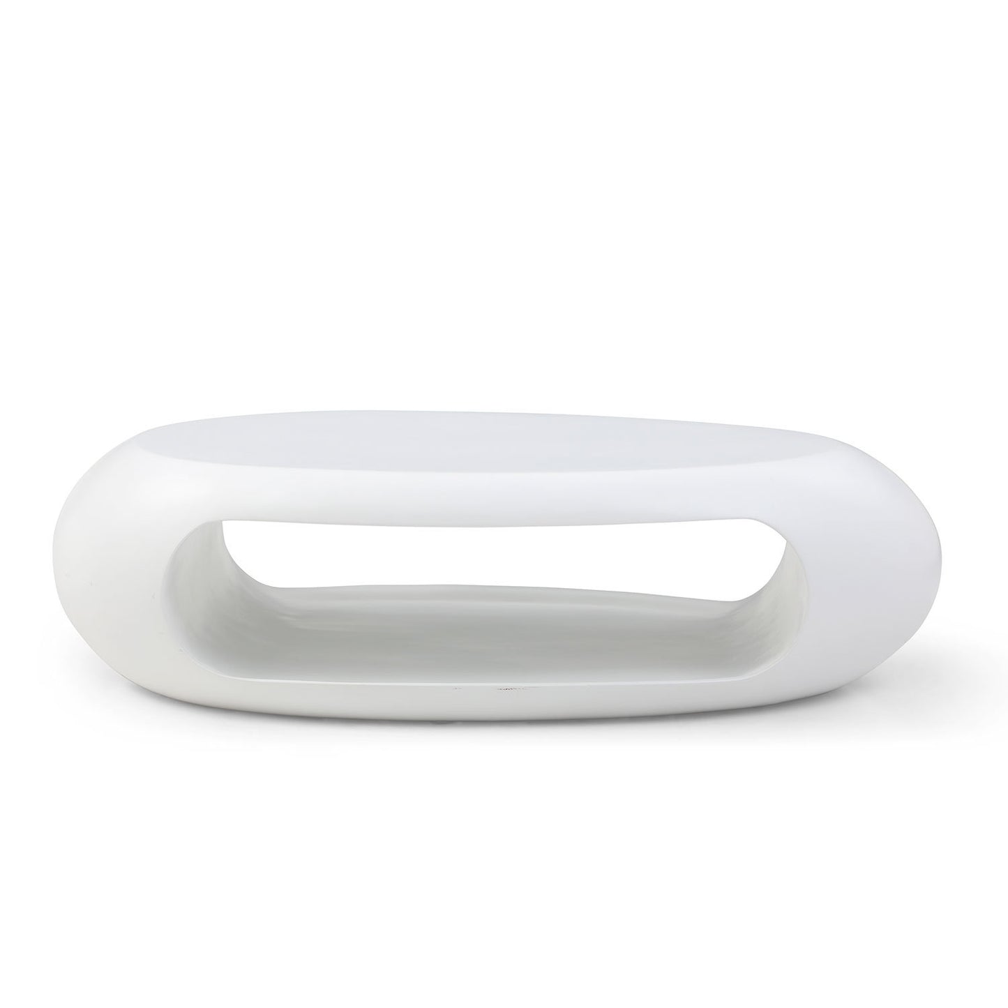 53.93" Oval Coffee Table, Sturdy Fiberglass Table For Living Room, White, No Need Assembly - As Pic