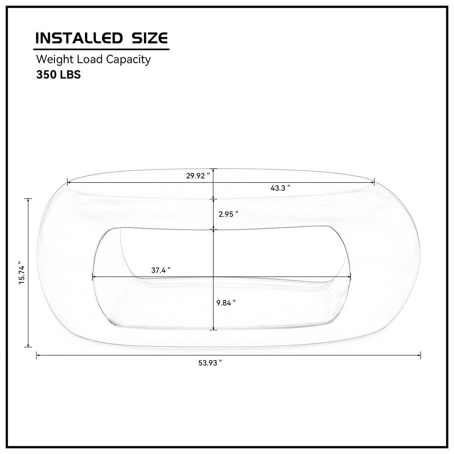 53.93" Oval Coffee Table, Sturdy Fiberglass Table For Living Room, White, No Need Assembly - As Pic