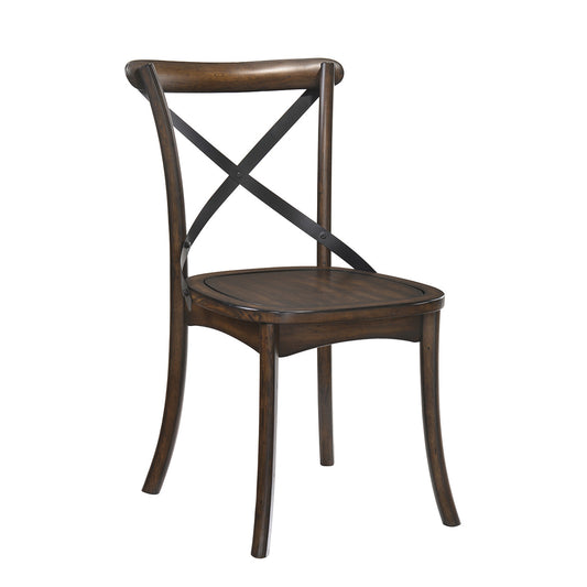 Dark Oak And Black Side Chair With X Shape Back (set Of 2) - As Pic