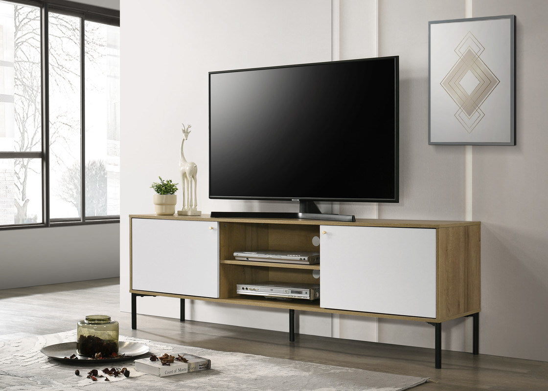 Burke 70" White And Oak 2-door Tv Stand