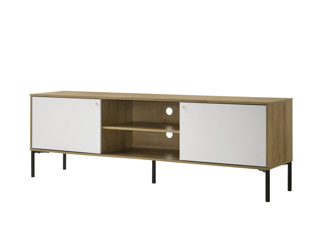 Burke 70" White And Oak 2-door Tv Stand