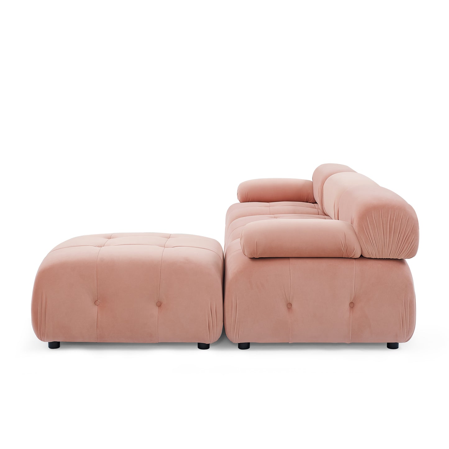 Modular Sectional Sofa, Button Tufted Designed And Diy Combination,l Shaped Couch With Reversible Ottoman, Pink Velvet - As Pic