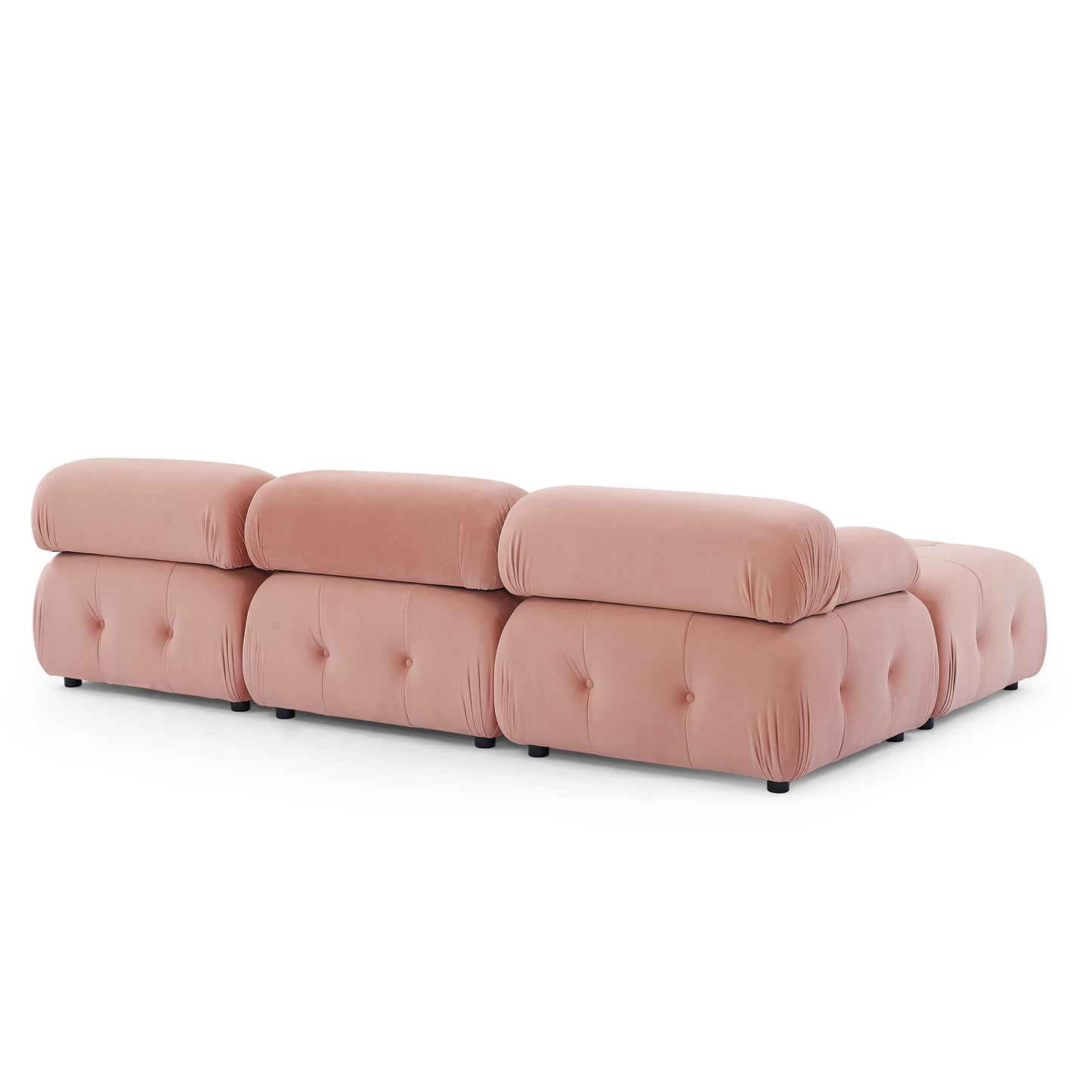 Modular Sectional Sofa, Button Tufted Designed And Diy Combination,l Shaped Couch With Reversible Ottoman, Pink Velvet - As Pic