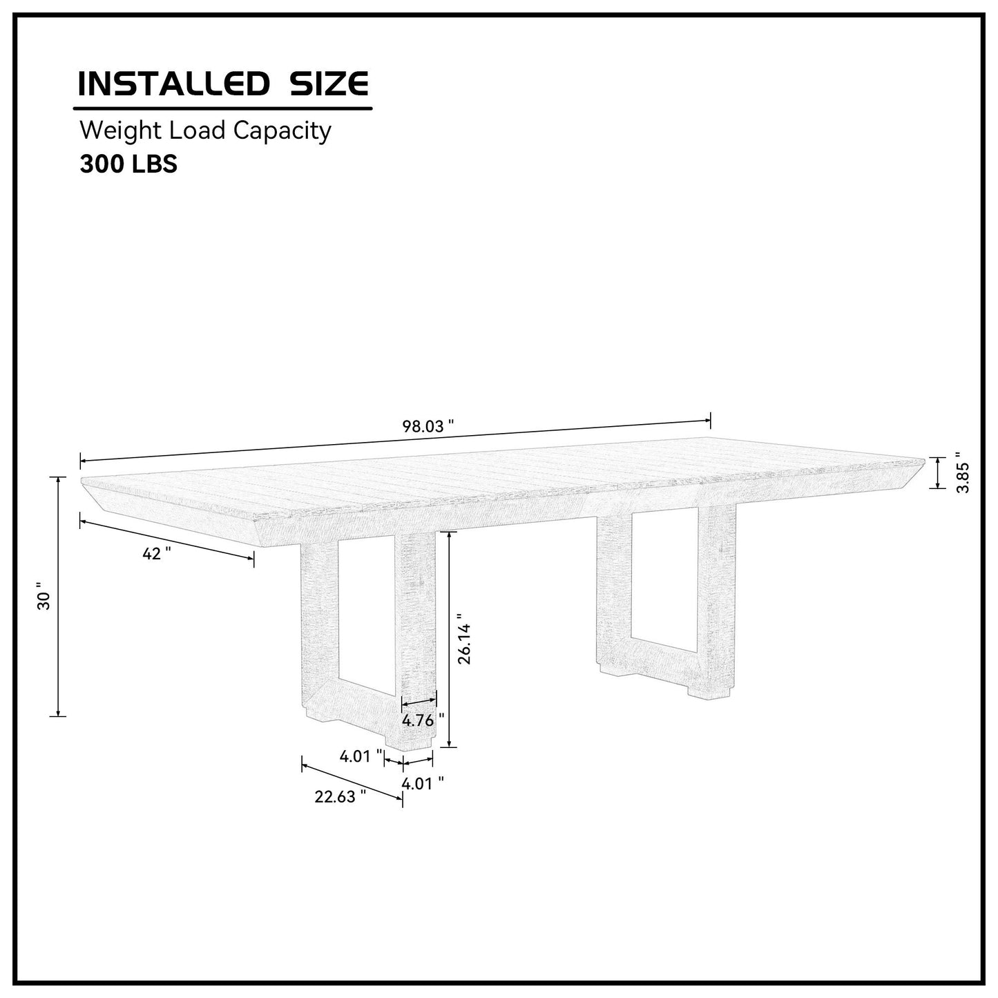 98" Rectangular Dining Table Stretchable Farmhouse Dining Table For Dining Room, Home Office Gray - As Pic